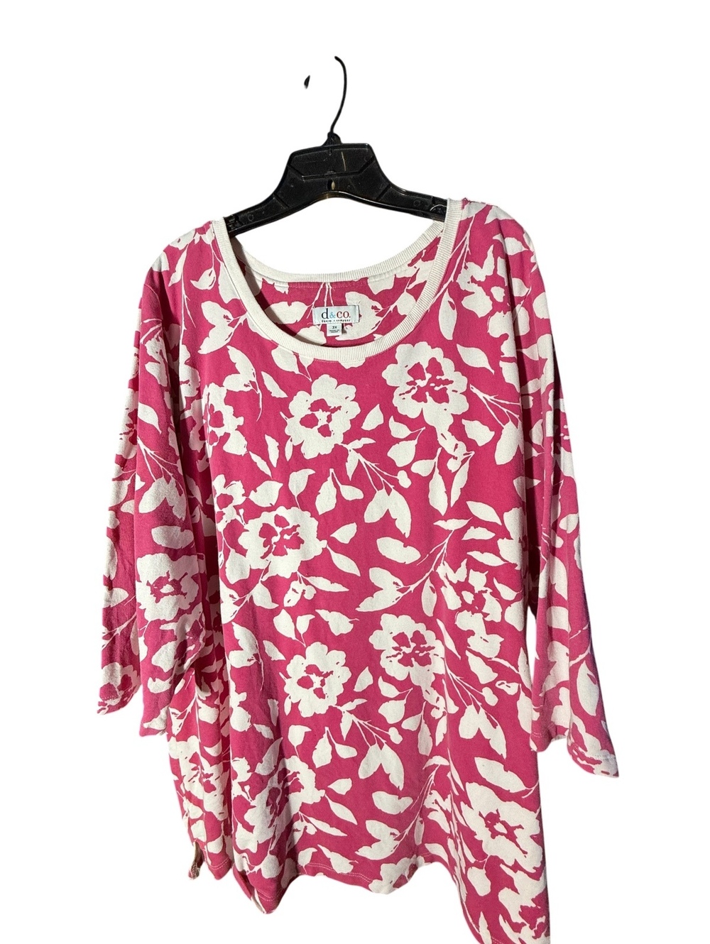 Hot Pink Floral Heavy Knit Long Sleeve Top 3X